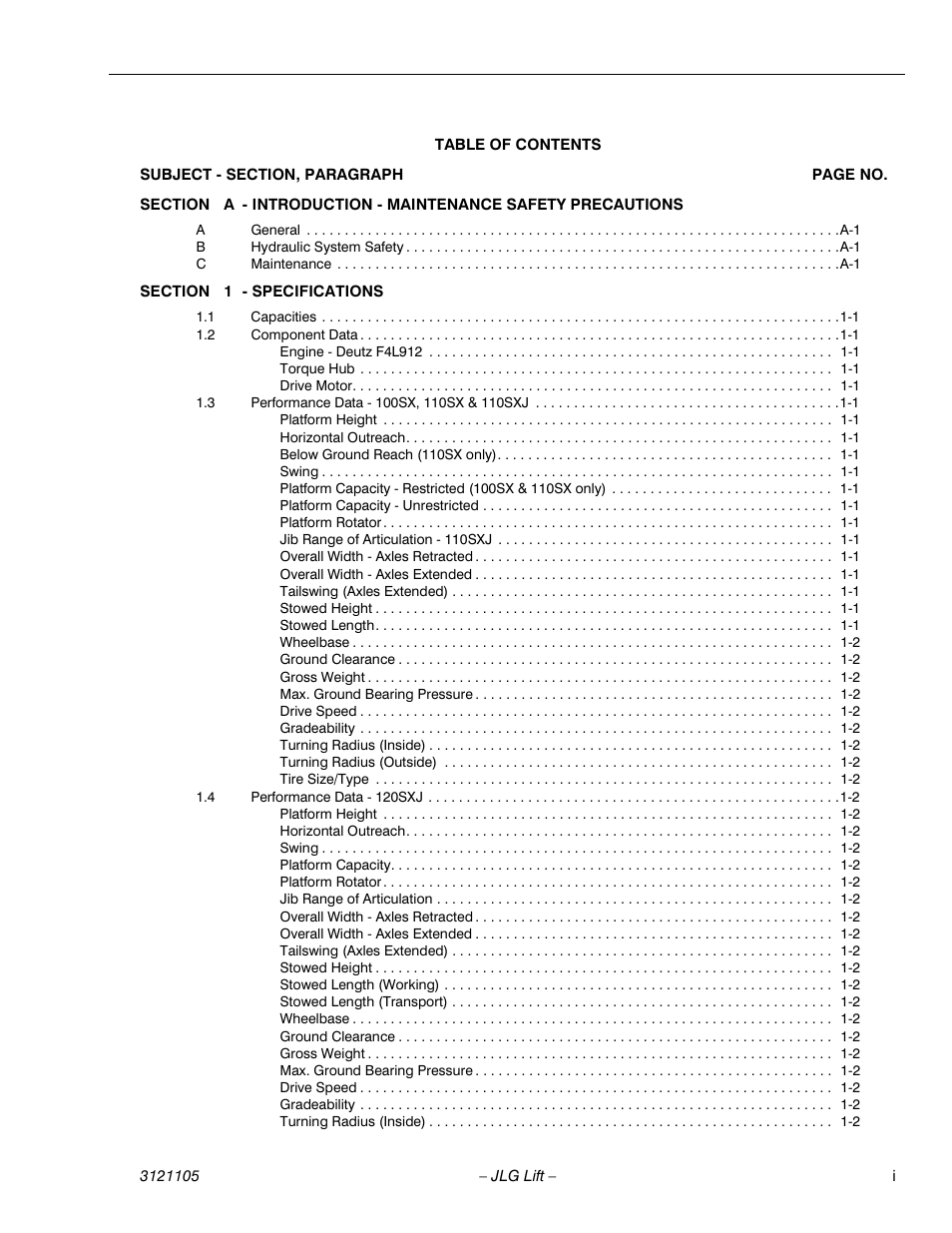 JLG 120-SXJ ANSI Service Manual User Manual | Page 5 / 120