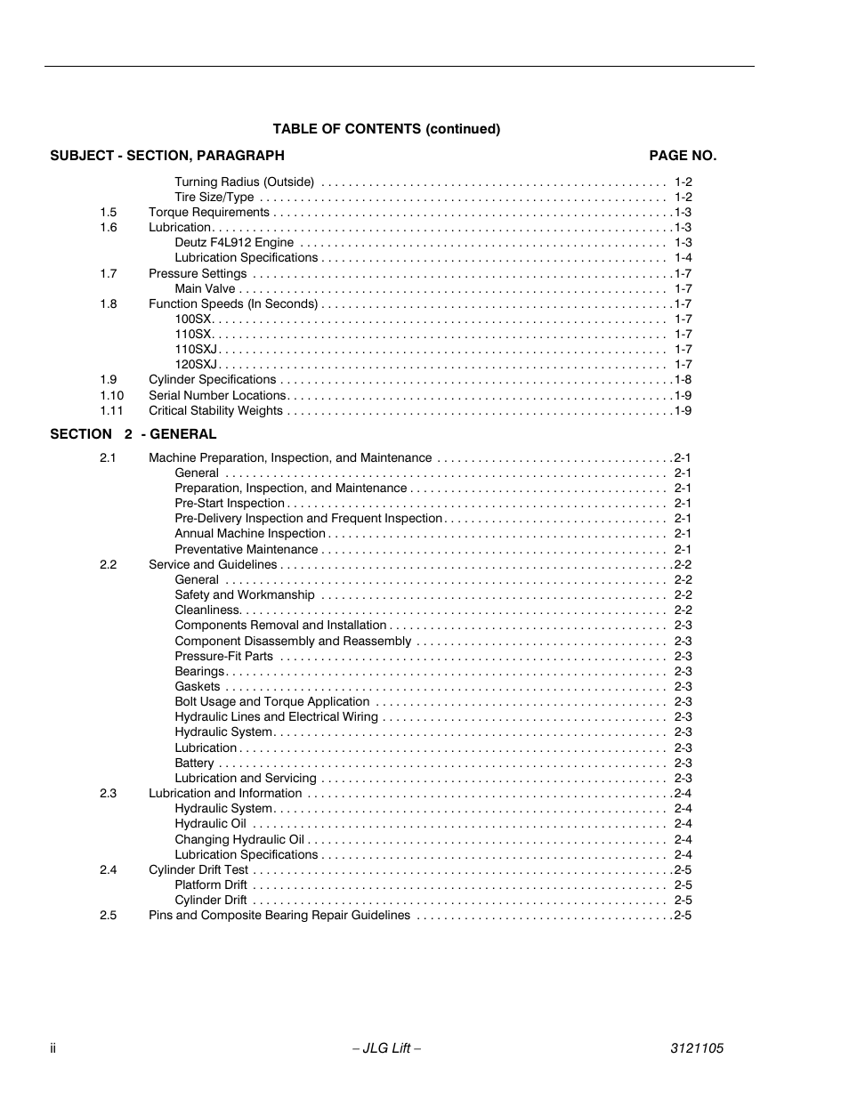 JLG 120-SXJ ANSI Service Manual User Manual | Page 6 / 120