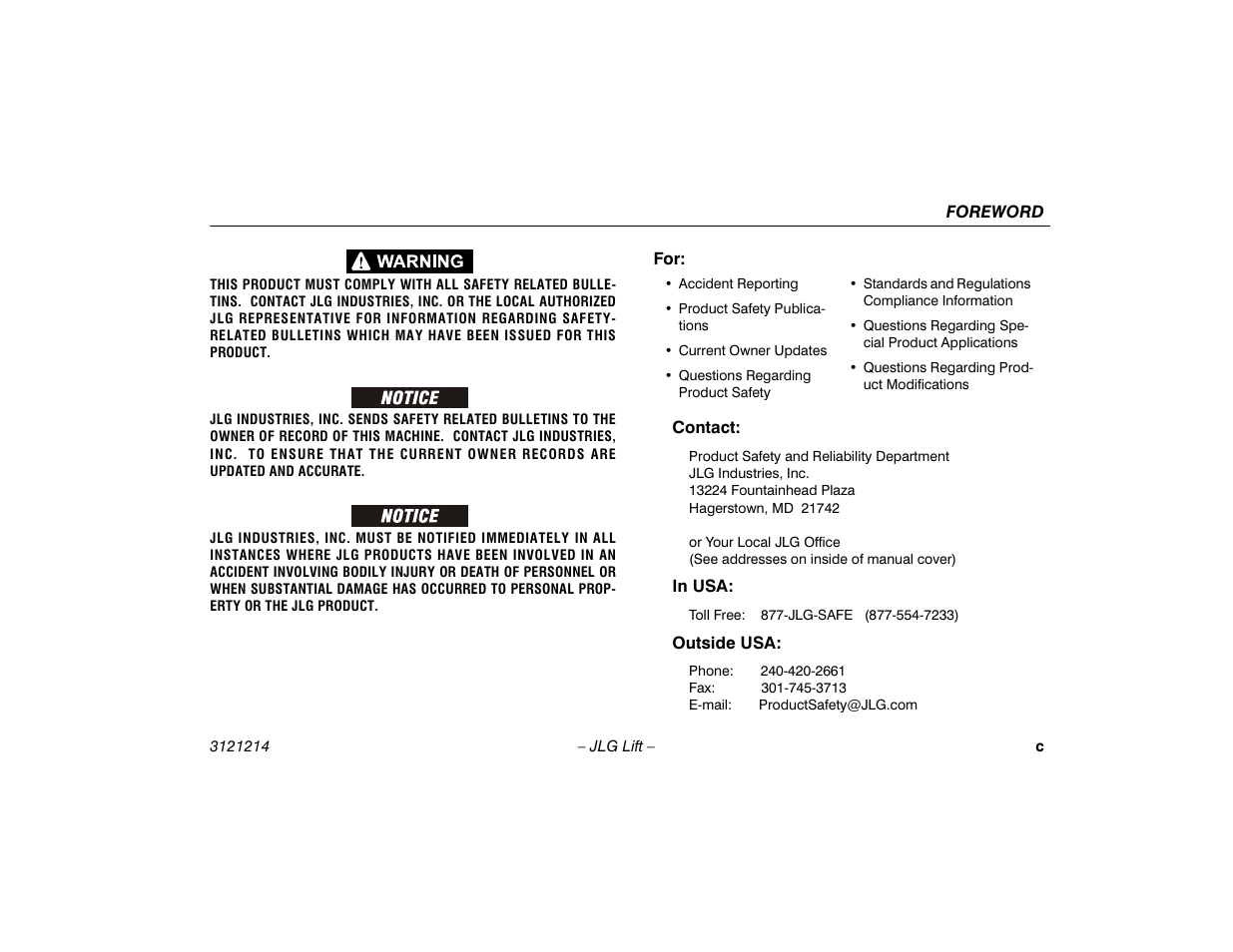 JLG E300 Operator Manual User Manual | Page 5 / 100