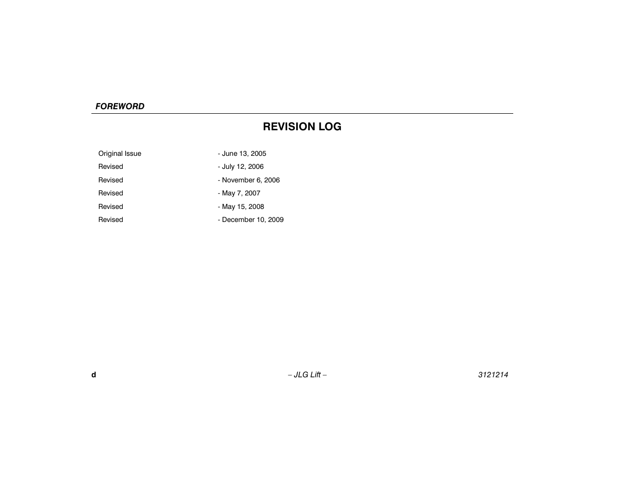 Revision log | JLG E300 Operator Manual User Manual | Page 6 / 100