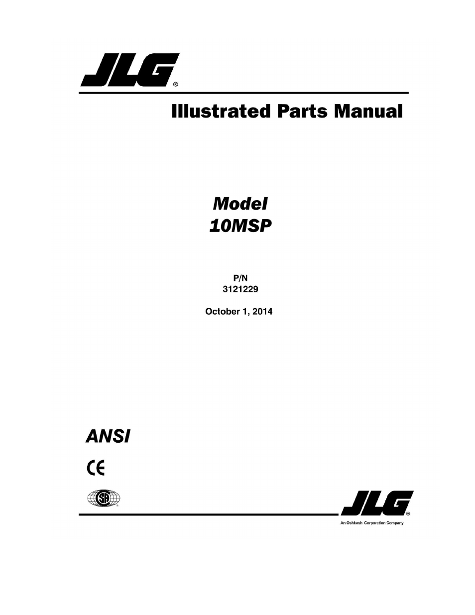 JLG 10MSP (3121229-2014) Parts Manual User Manual | 92 pages