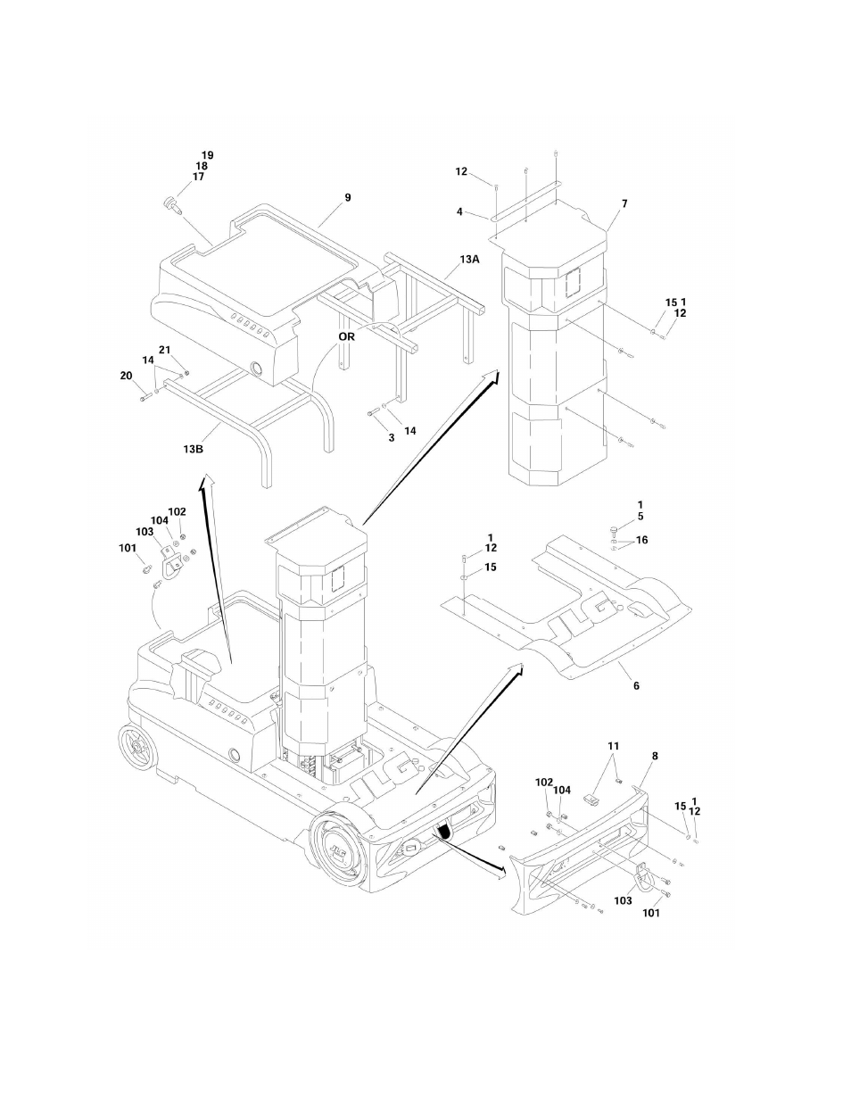 Figure 1-3. covers and tie-downs installation | JLG 10MSP (3121229-2014) Parts Manual User Manual | Page 14 / 92
