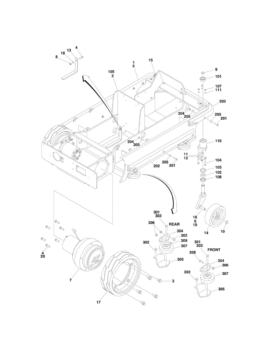Figure 1-1. base mounted components installation | JLG 10MSP (3121229-2014) Parts Manual User Manual | Page 8 / 92