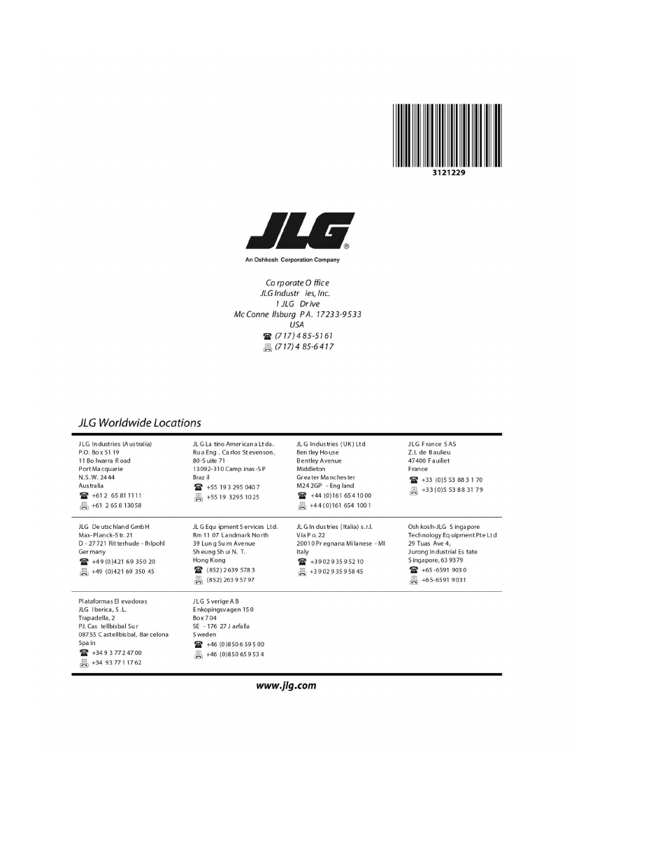 JLG 10MSP (3121229-2014) Parts Manual User Manual | Page 92 / 92