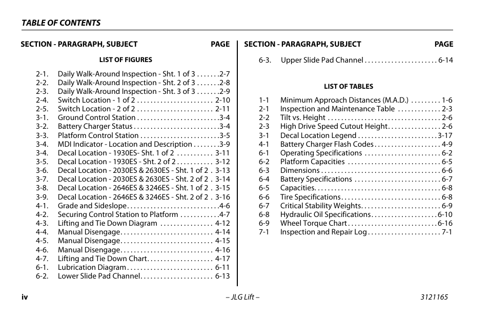 JLG 3246ES Operator Manual User Manual | Page 10 / 114