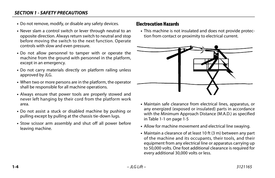 Electrocution hazards | JLG 3246ES Operator Manual User Manual | Page 14 / 114