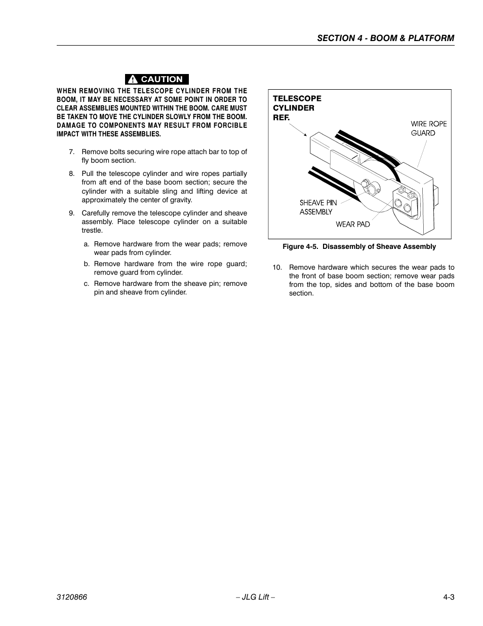 Disassembly of sheave assembly -3 | JLG 601S Service Manual User Manual | Page 133 / 240