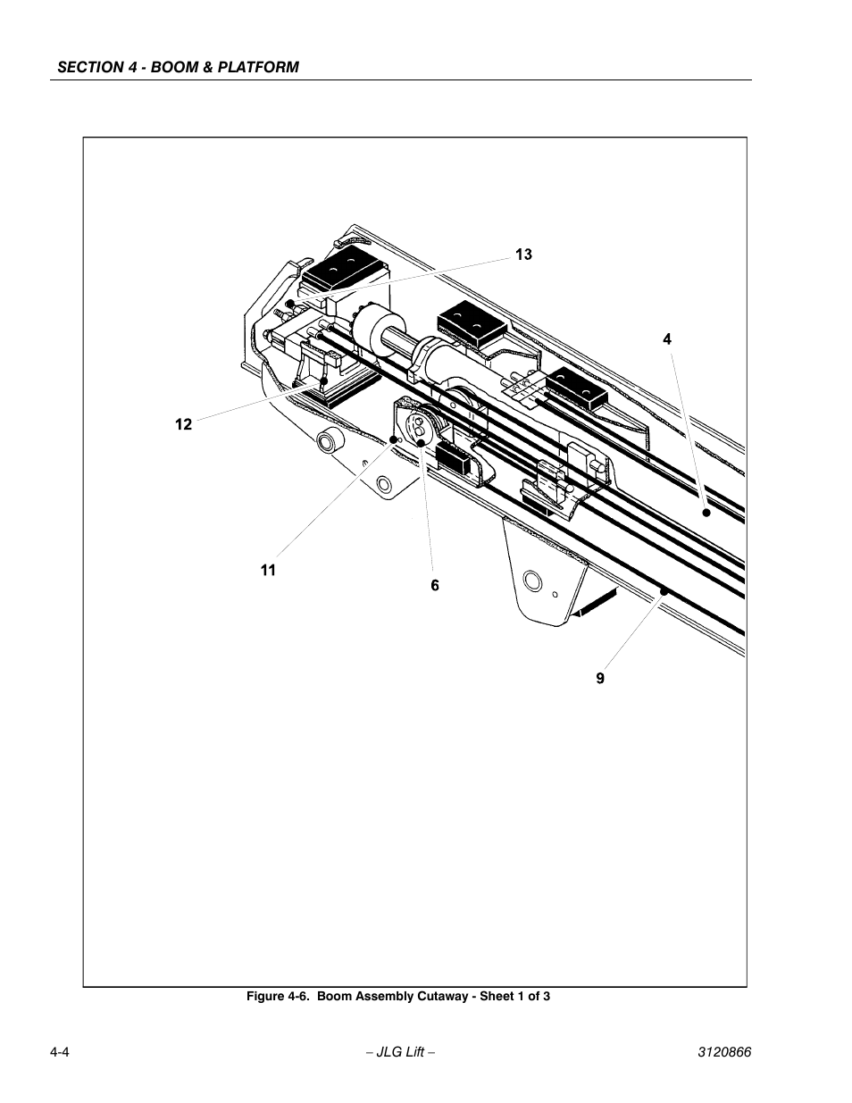 Boom assembly cutaway - sheet 1 of 3 -4 | JLG 601S Service Manual User Manual | Page 134 / 240