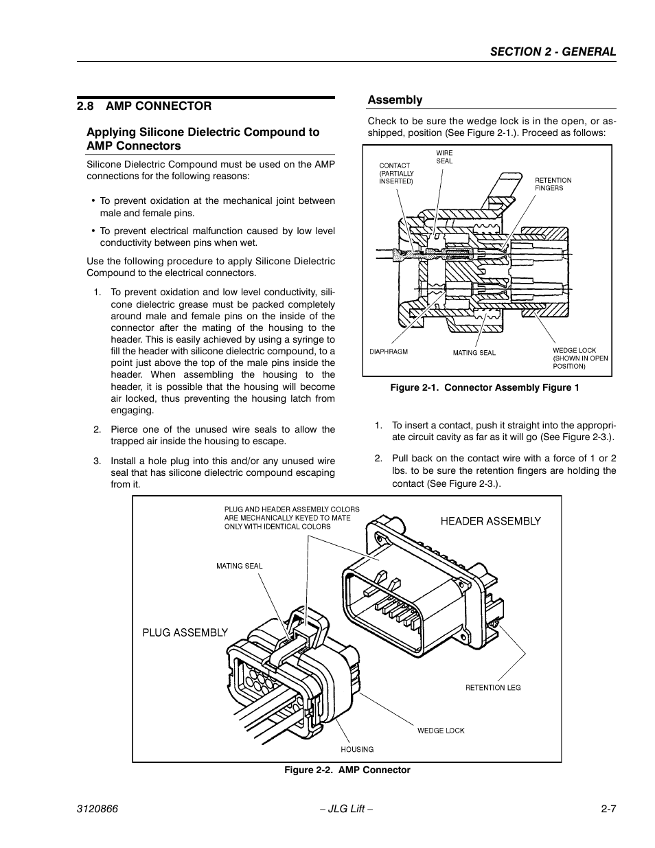 8 amp connector, Assembly, Amp connector -7 | Connector assembly figure 1 -7 | JLG 601S Service Manual User Manual | Page 33 / 240