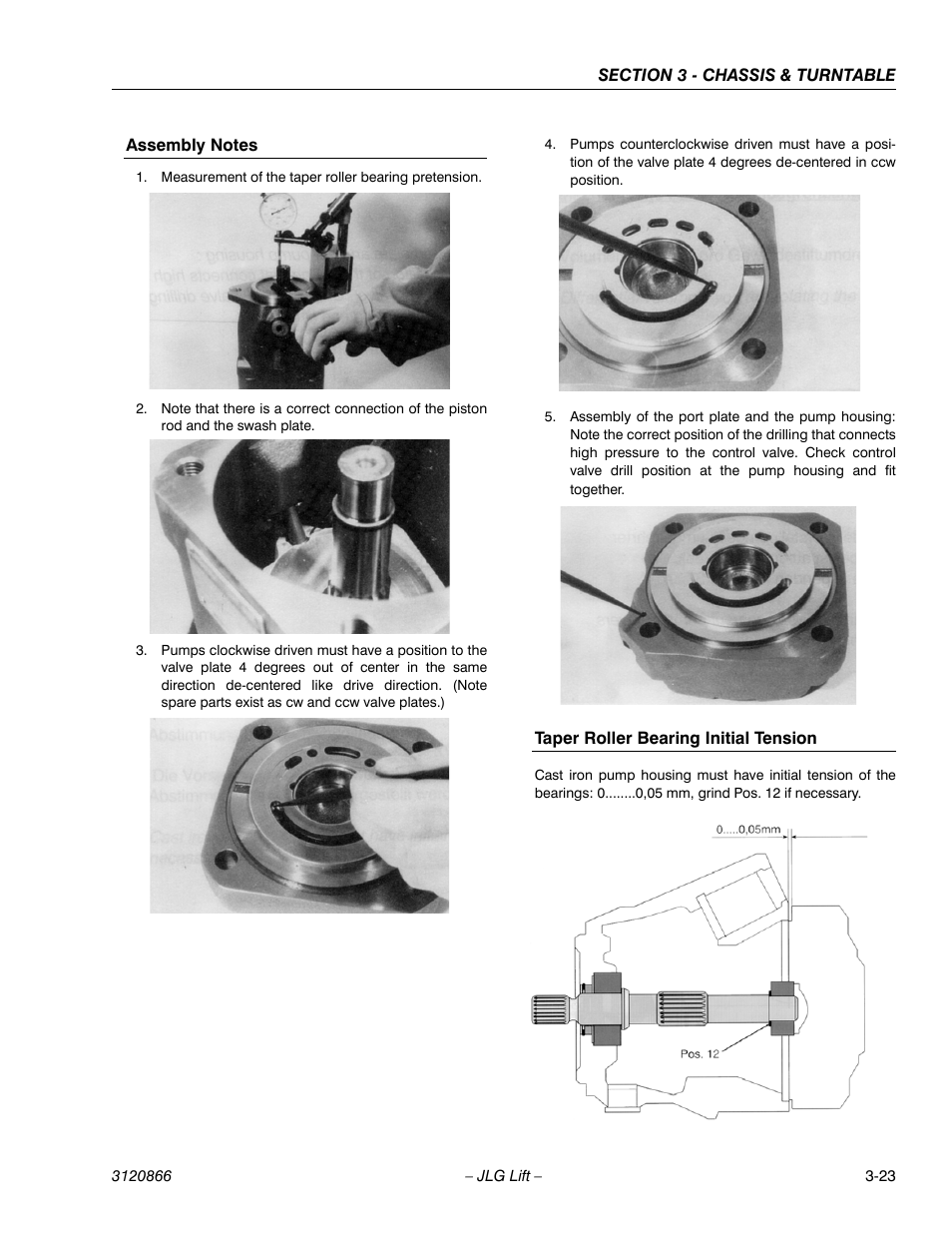 Assembly notes, Taper roller bearing initial tension | JLG 601S Service Manual User Manual | Page 63 / 240