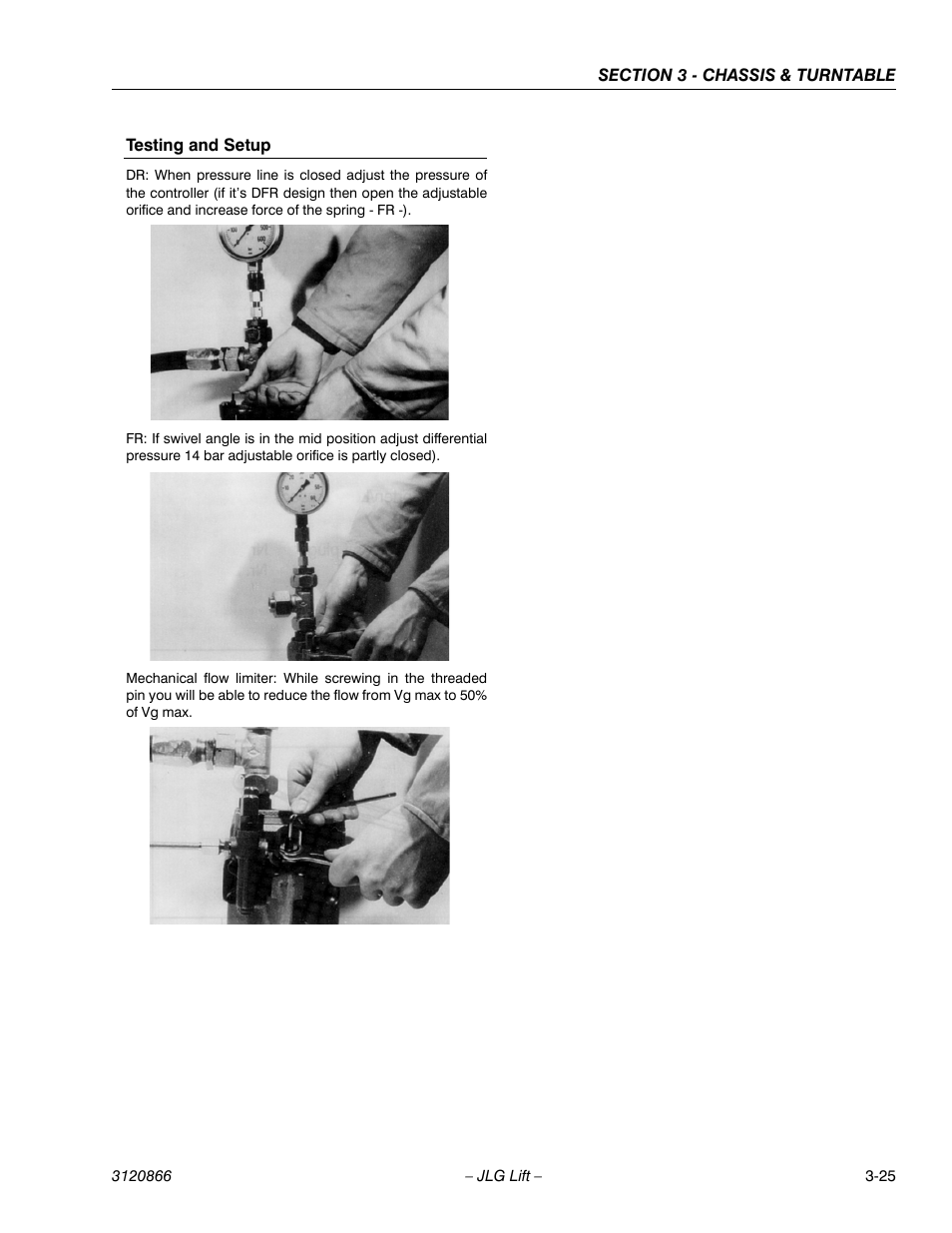Testing and setup, Testing and setup -25 | JLG 601S Service Manual User Manual | Page 65 / 240