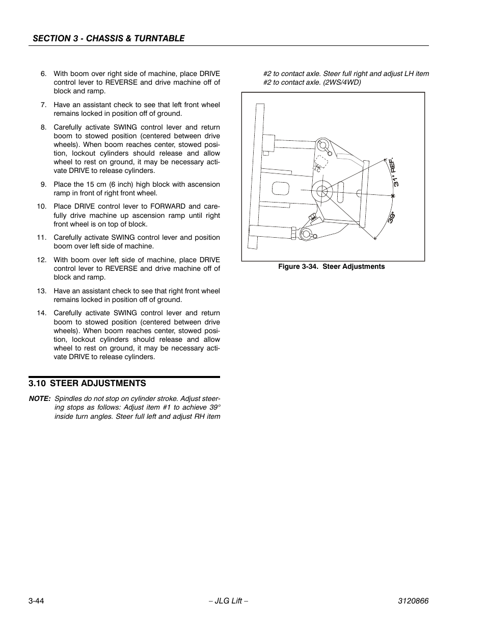 10 steer adjustments, Steer adjustments -44 | JLG 601S Service Manual User Manual | Page 84 / 240