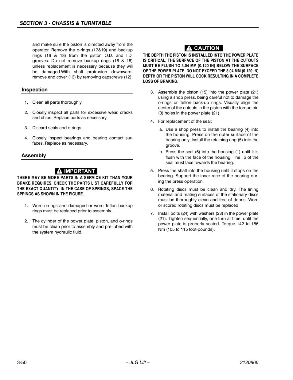 Inspection, Assembly, Inspection -50 assembly -50 | JLG 601S Service Manual User Manual | Page 90 / 240