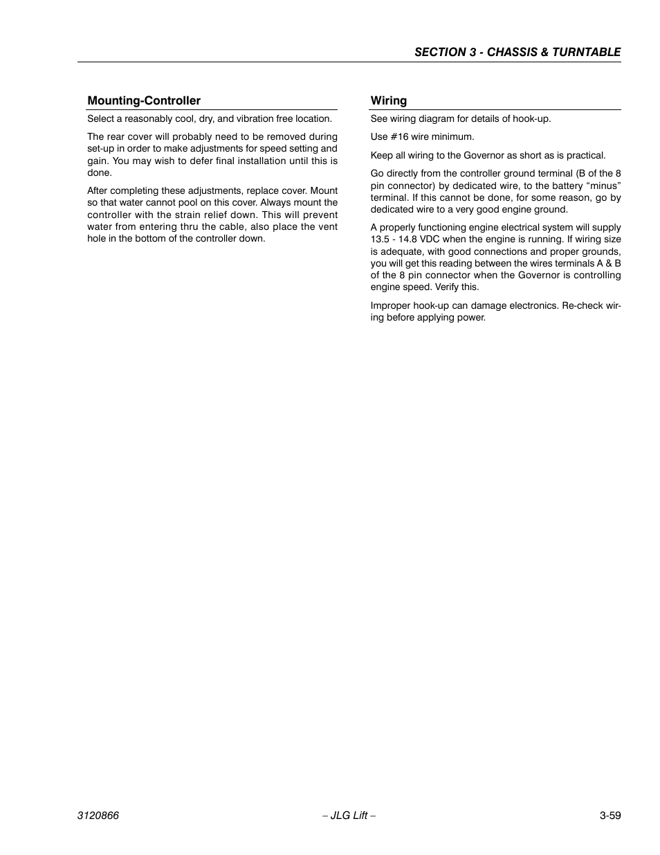Mounting-controller, Wiring, Mounting-controller -59 wiring -59 | JLG 601S Service Manual User Manual | Page 99 / 240
