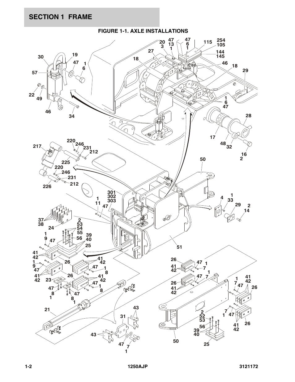 Figure 1-1. axle installations | JLG 1250AJP Parts Manual User Manual | Page 10 / 406