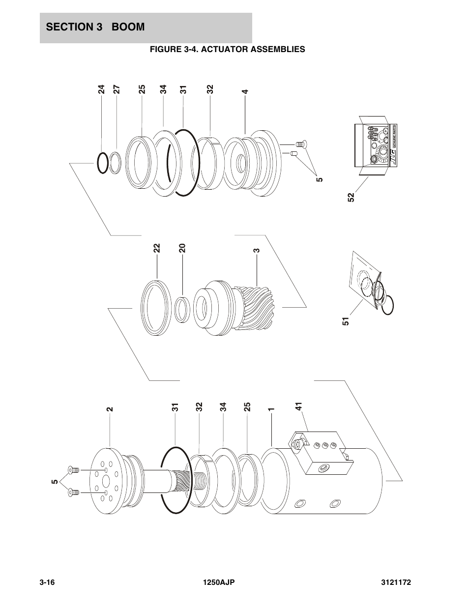 Figure 3-4. actuator assemblies | JLG 1250AJP Parts Manual User Manual | Page 198 / 406