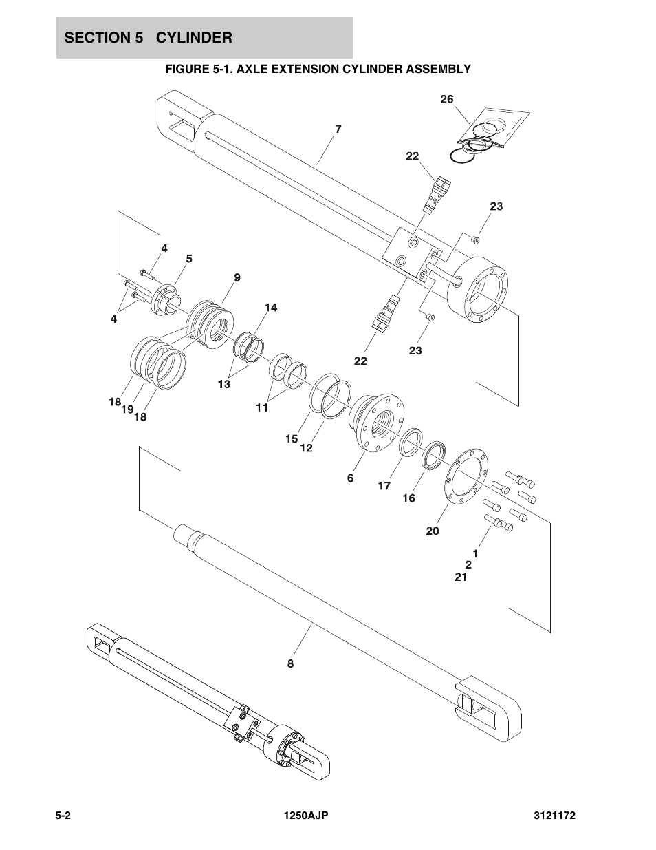 Figure 5-1. axle extension cylinder assembly | JLG 1250AJP Parts Manual User Manual | Page 242 / 406