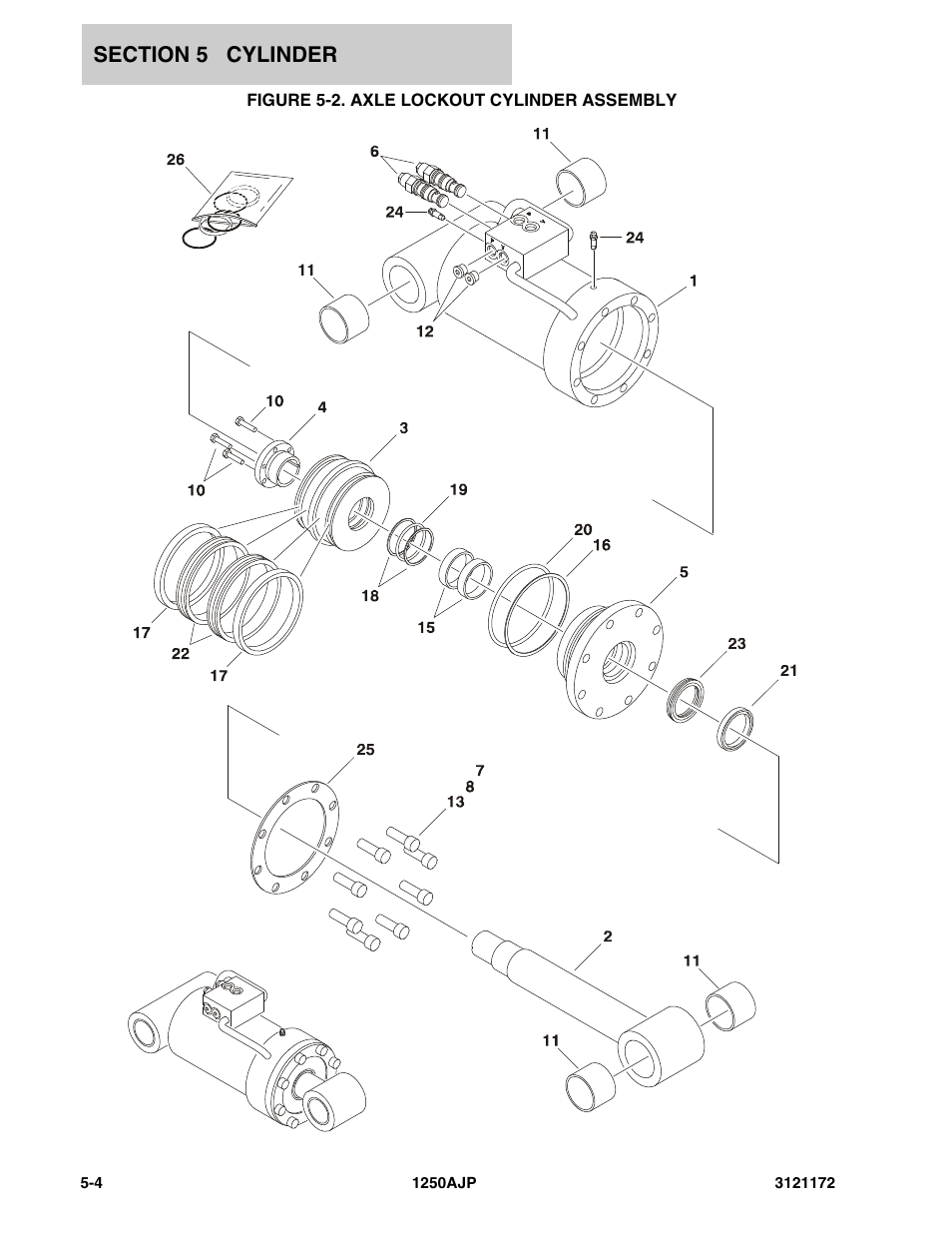 Figure 5-2. axle lockout cylinder assembly | JLG 1250AJP Parts Manual User Manual | Page 244 / 406
