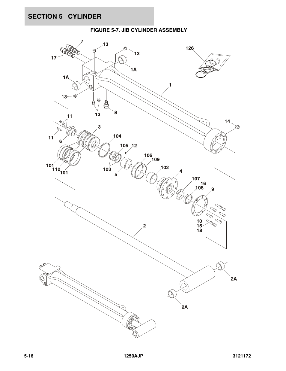 Figure 5-7. jib cylinder assembly | JLG 1250AJP Parts Manual User Manual | Page 256 / 406