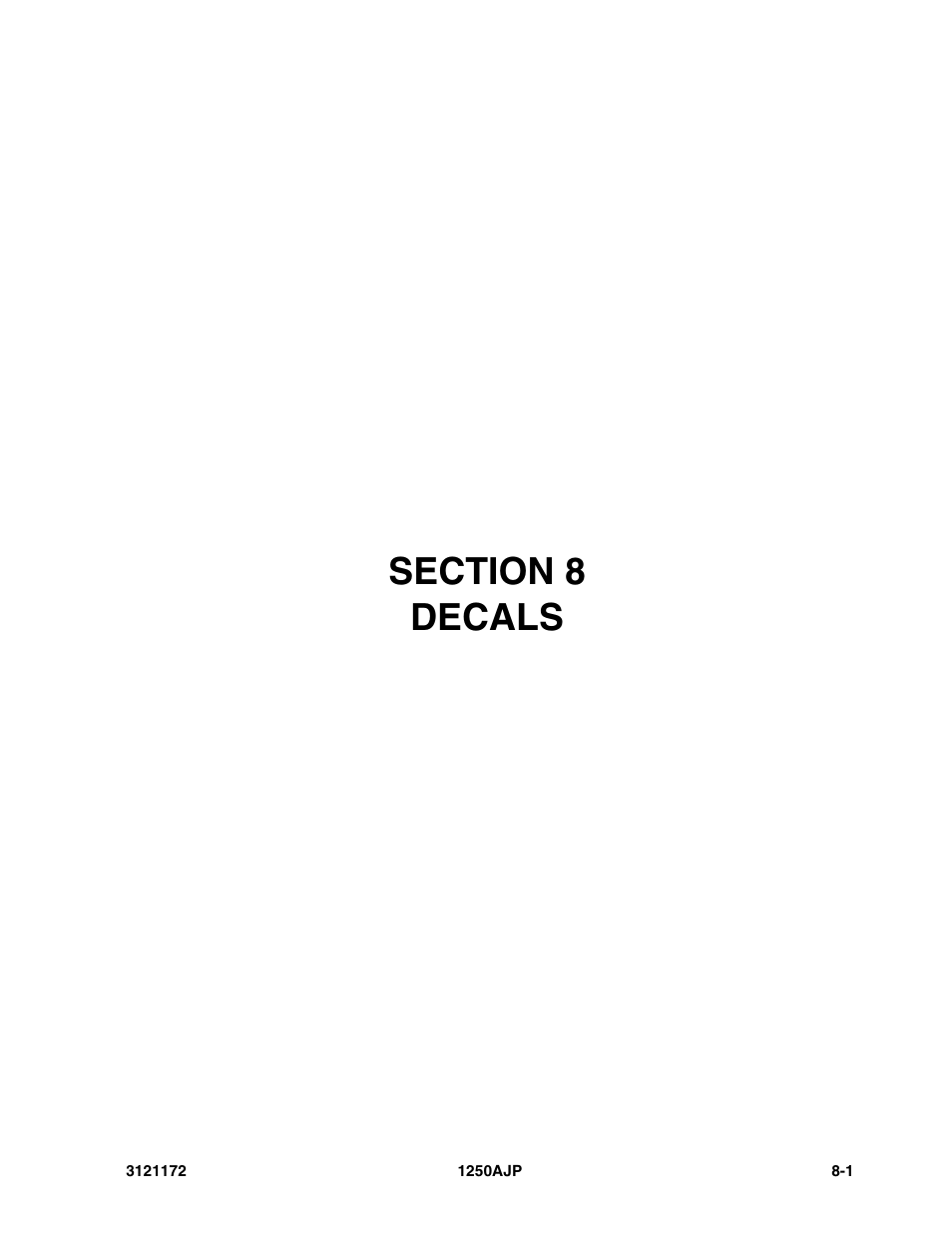 Section 8 decals, Section 8 - decals -1 | JLG 1250AJP Parts Manual User Manual | Page 353 / 406