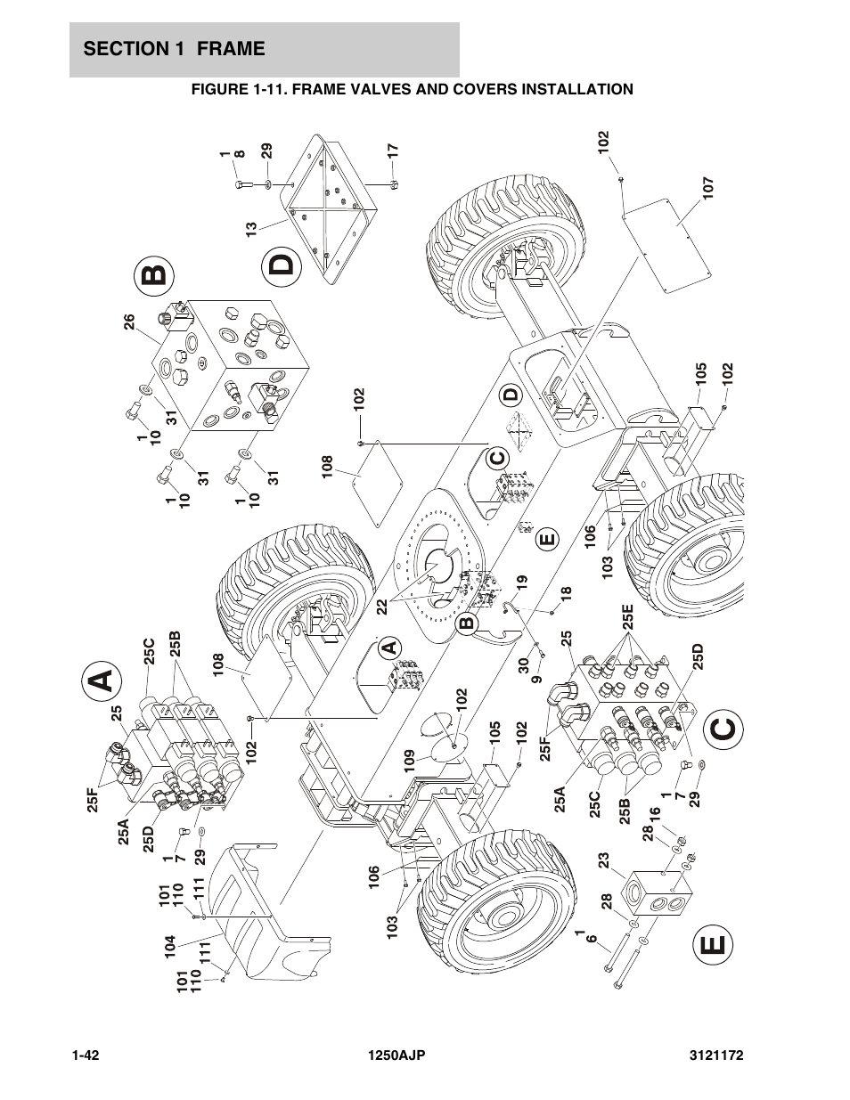 Figure 1-11. frame valves and covers installation | JLG 1250AJP Parts Manual User Manual | Page 50 / 406