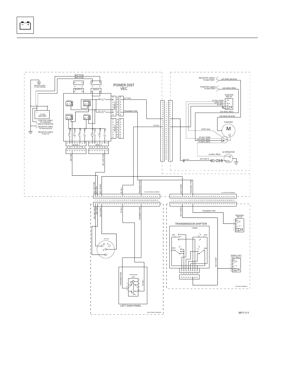 3 start & charge circuit - john deere & perkins, Start & charge circuit - john deere & perkins, Electrical system | Power dist vec, My1111 | JLG G12-55A Service Manual User Manual | Page 166 / 200