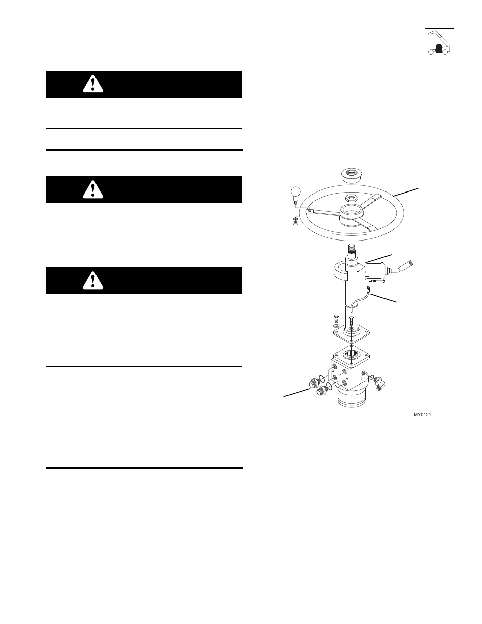 2 operator’s cab, 1 cab safety, 2 serial number decal | 3 cab components, 1 steering column and orbitrol valve, Operator’s cab, Cab components, Cab safety, Serial number decal, Steering column and orbitrol valve | JLG G12-55A Service Manual User Manual | Page 69 / 200