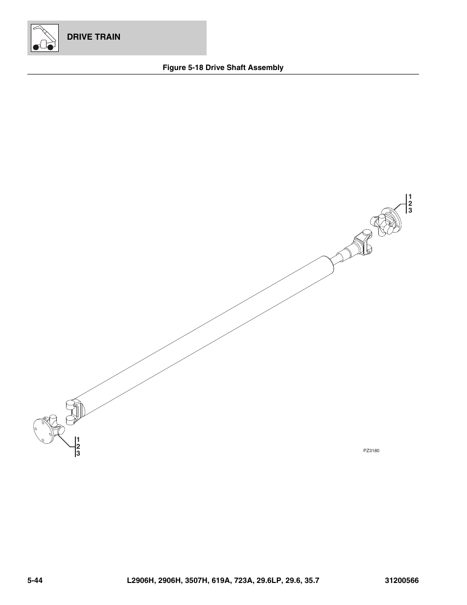 Figure 5-18 drive shaft assembly, Drive shaft assembly -44 | JLG 723A Parts Manual User Manual | Page 146 / 364