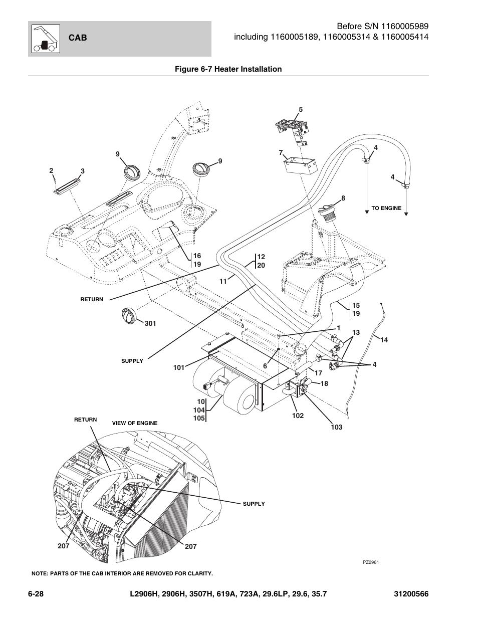 Figure 6-7 heater installation, Heater installation -28, Tions, (see figure 6-7 for details) | Figure 6-7) | JLG 723A Parts Manual User Manual | Page 180 / 364