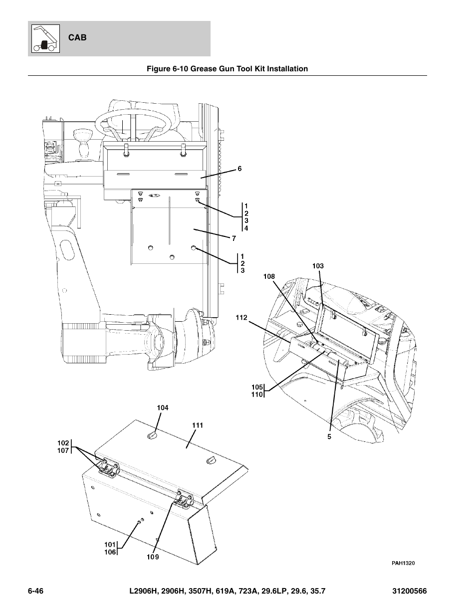 Figure 6-10 grease gun tool kit installation, Grease gun tool kit installation -46 | JLG 723A Parts Manual User Manual | Page 198 / 364