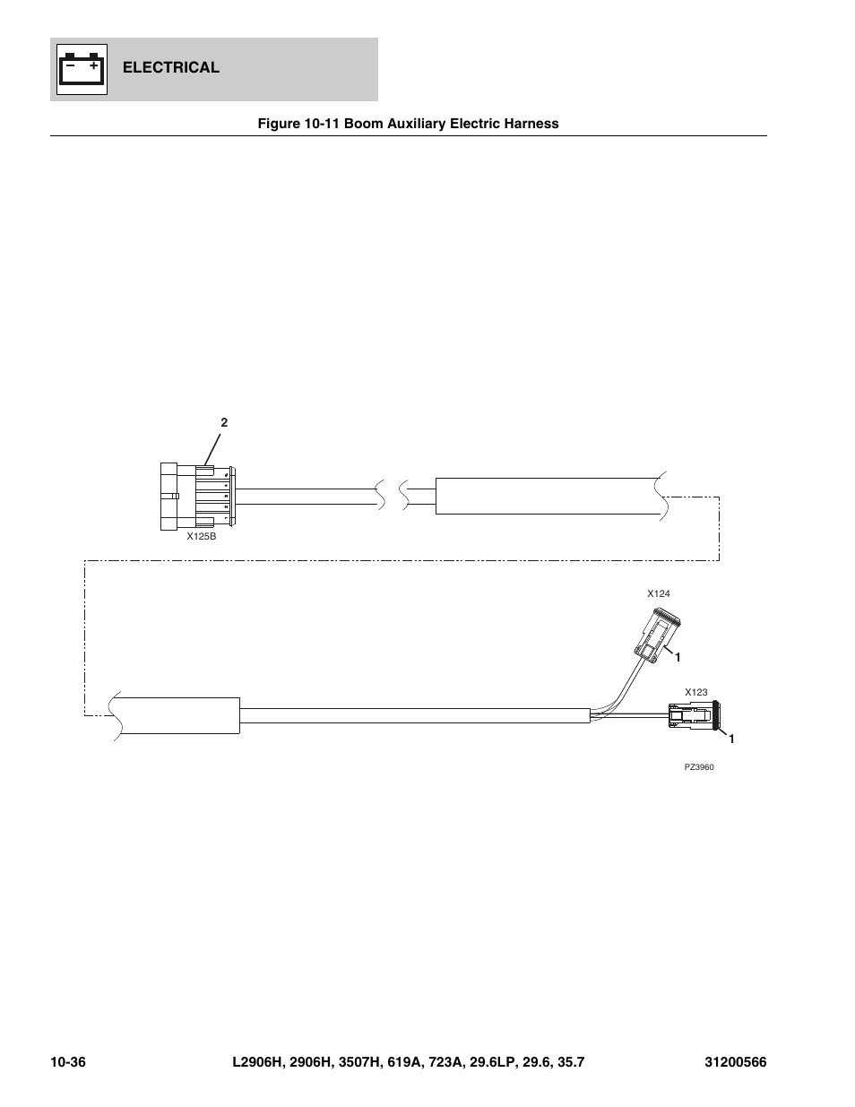 Figure 10-11 boom auxiliary electric harness, Boom auxiliary electric harness -36, Electrical harness, (see figure 10-11 for details) | Electrical | JLG 723A Parts Manual User Manual | Page 318 / 364