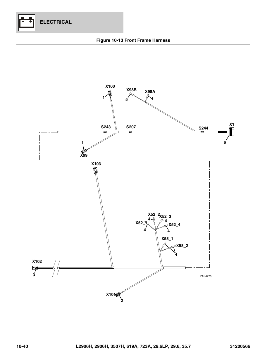 Figure 10-13 front frame harness, Front frame harness -40 | JLG 723A Parts Manual User Manual | Page 322 / 364