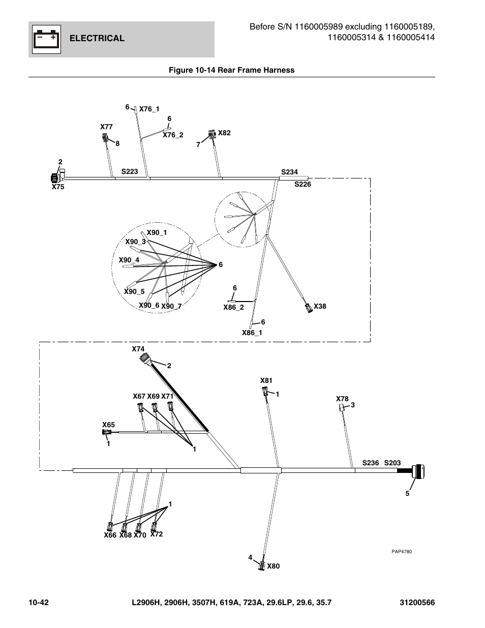 Figure 10-14 rear frame harness, Rear frame harness -42 | JLG 723A Parts Manual User Manual | Page 324 / 364