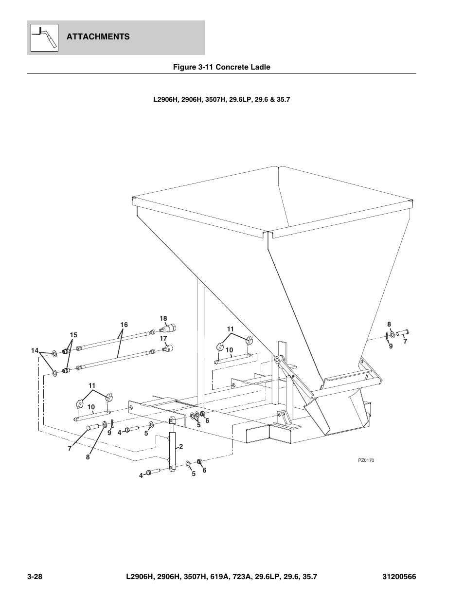 Figure 3-11 concrete ladle, Concrete ladle -28 | JLG 723A Parts Manual User Manual | Page 74 / 364