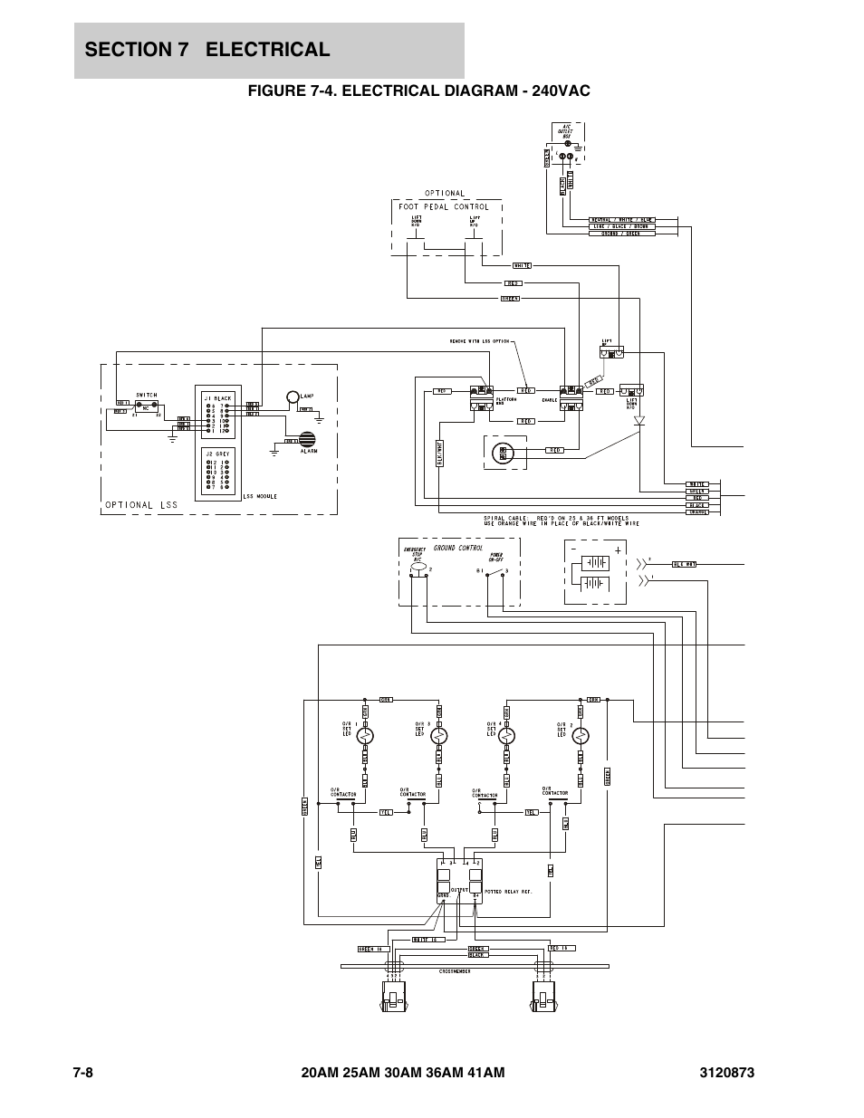 Figure 7-4. electrical diagram - 240vac | JLG 41AM (3120873-2013) Parts Manual User Manual | Page 148 / 180