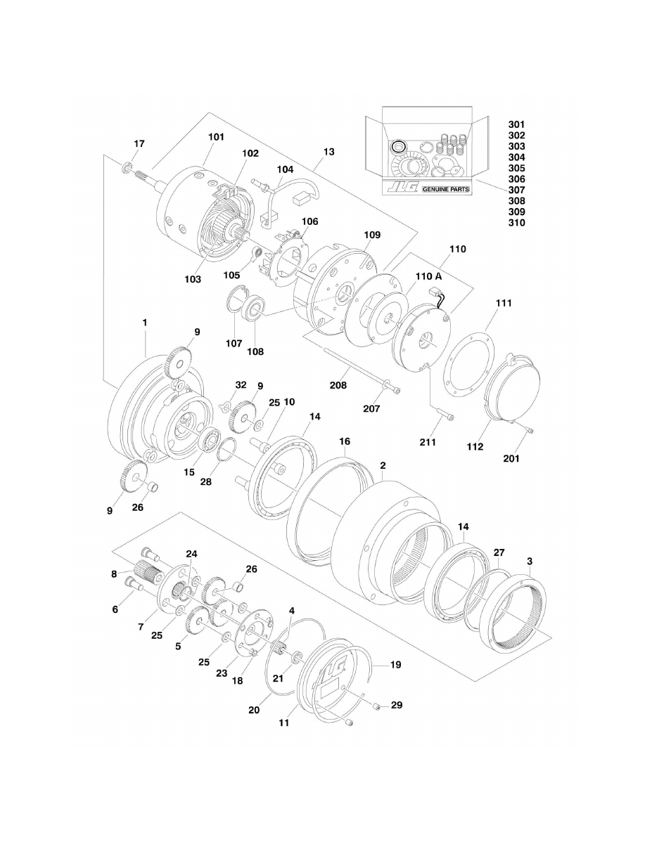 Figure 1-5. wheel drive assembly | JLG 3248RS/10RS Parts Manual User Manual | Page 20 / 138