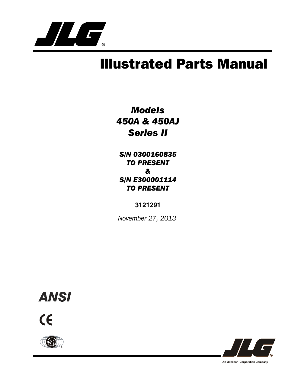 JLG 450A_AJ Series II Parts Manual User Manual | 312 pages
