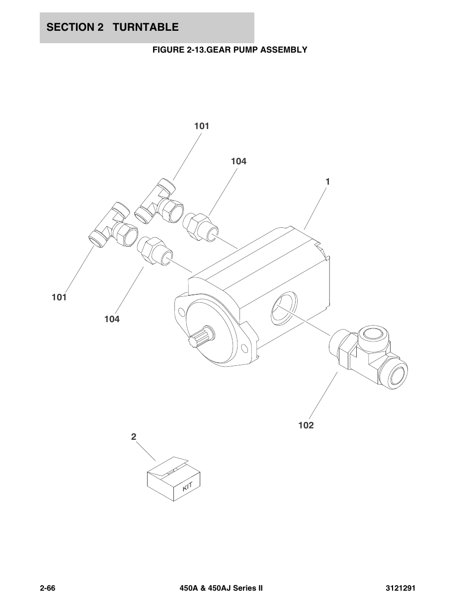 Figure 2-13. gear pump assembly, Gear pump assembly -66 | JLG 450A_AJ Series II Parts Manual User Manual | Page 114 / 312