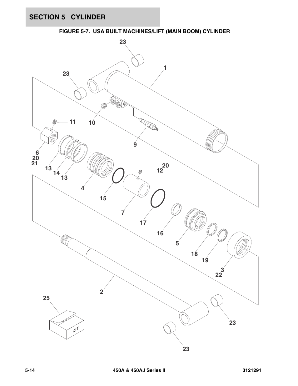 Usa built machines/lift (main boom) cylinder -14 | JLG 450A_AJ Series II Parts Manual User Manual | Page 200 / 312