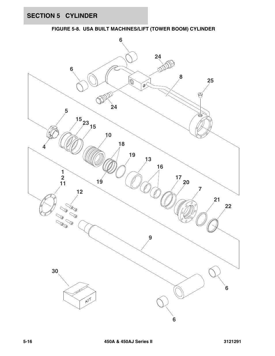 Usa built machines/lift (tower boom) cylinder -16 | JLG 450A_AJ Series II Parts Manual User Manual | Page 202 / 312