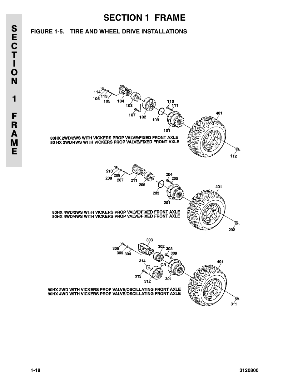 Figure 1-5. tire and wheel drive installations | JLG 80HX_HX+6 Parts Manual User Manual | Page 26 / 388