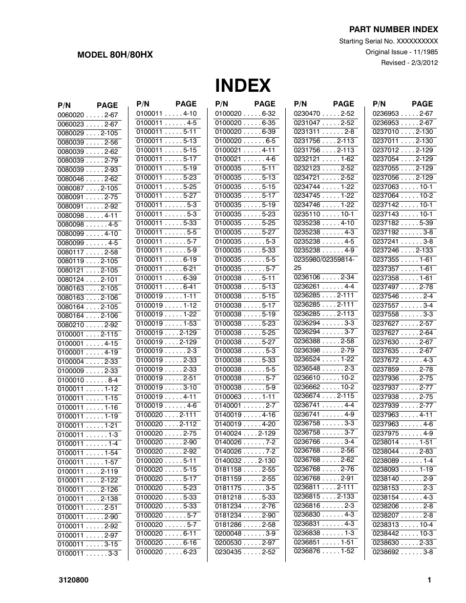 Index | JLG 80HX_HX+6 Parts Manual User Manual | Page 363 / 388