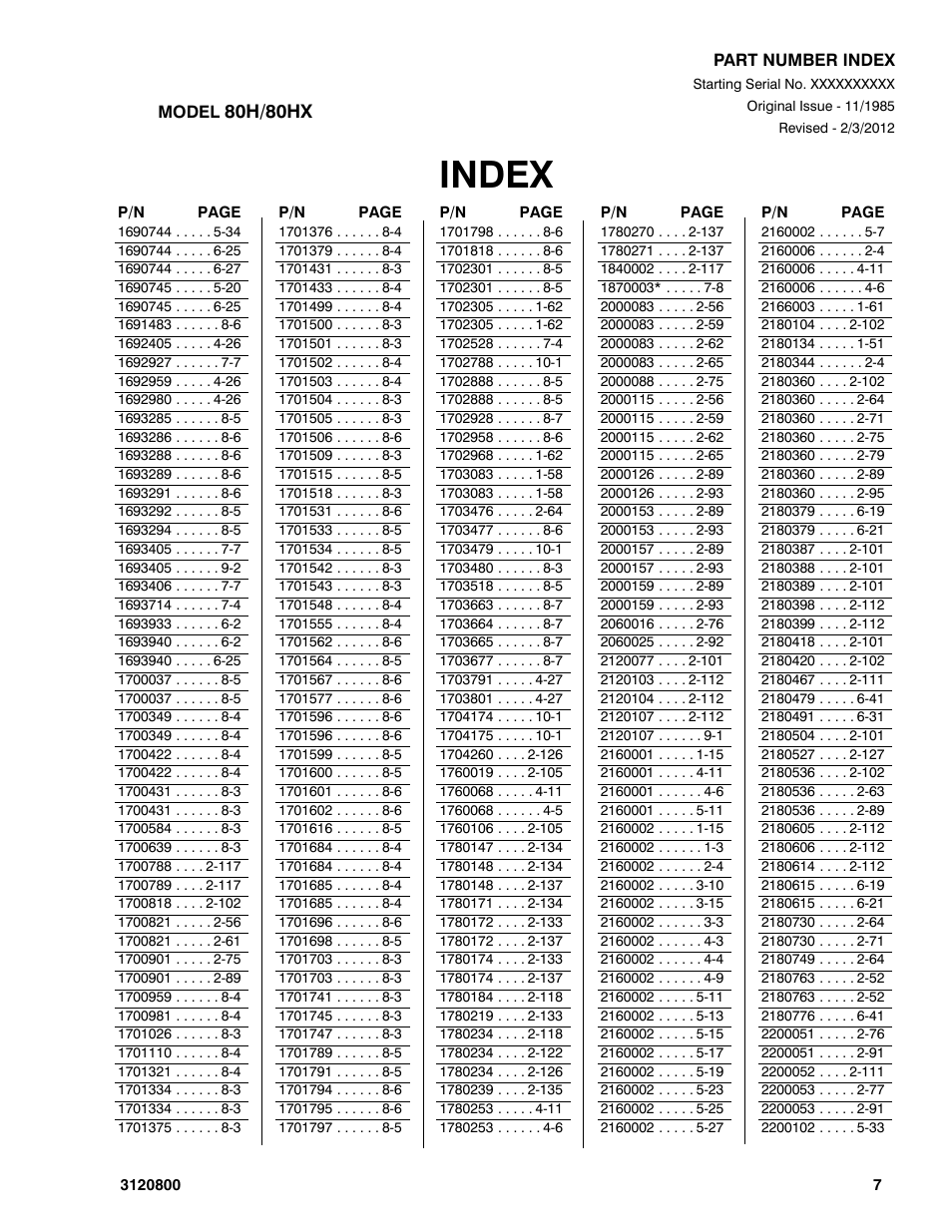 Index | JLG 80HX_HX+6 Parts Manual User Manual | Page 369 / 388