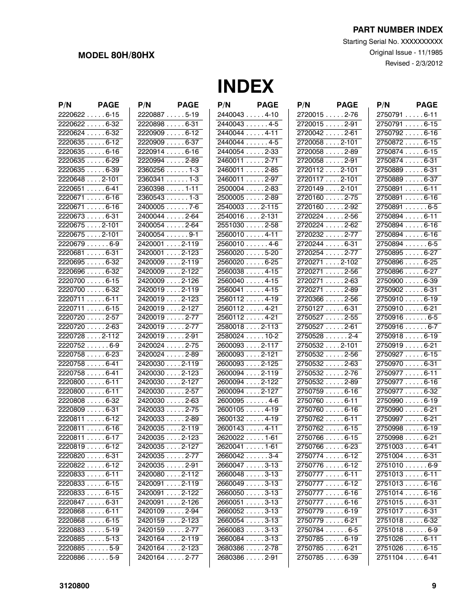 Index | JLG 80HX_HX+6 Parts Manual User Manual | Page 371 / 388