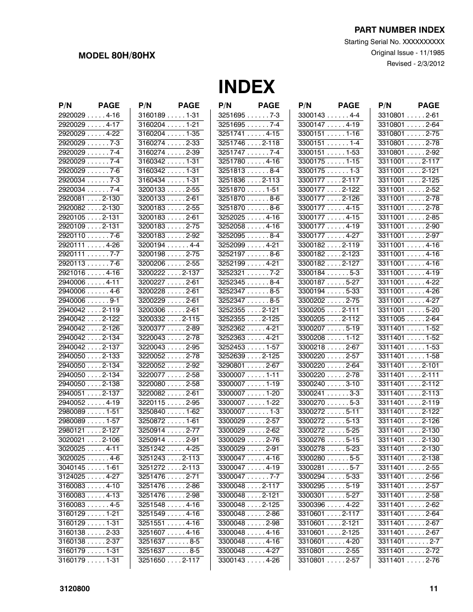 Index | JLG 80HX_HX+6 Parts Manual User Manual | Page 373 / 388