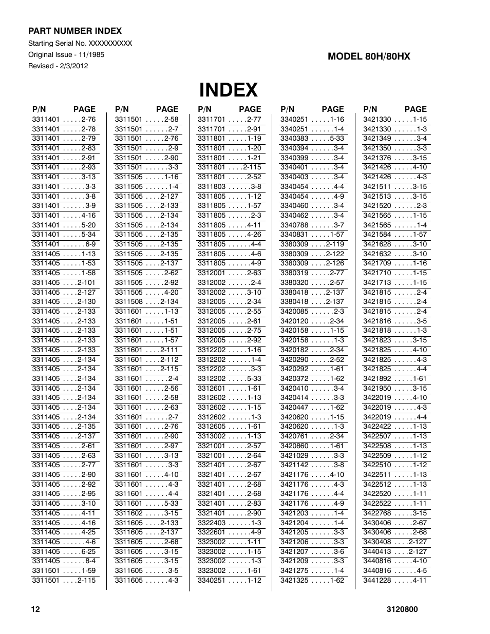 Index | JLG 80HX_HX+6 Parts Manual User Manual | Page 374 / 388