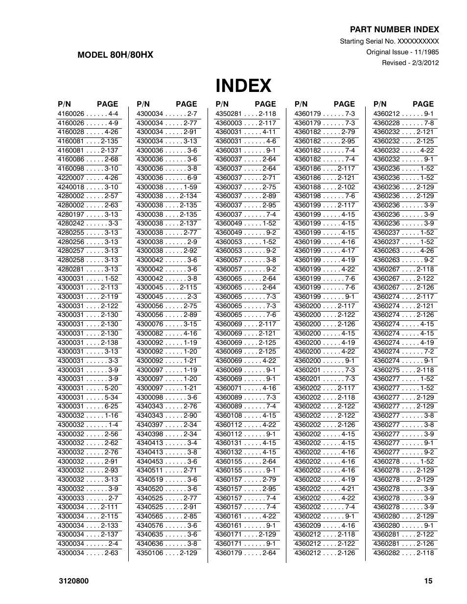 Index | JLG 80HX_HX+6 Parts Manual User Manual | Page 377 / 388