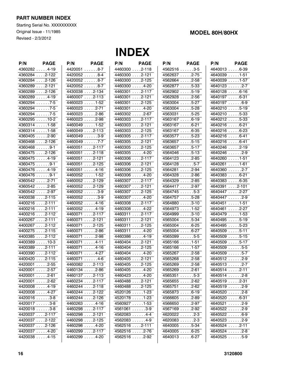 Index | JLG 80HX_HX+6 Parts Manual User Manual | Page 378 / 388