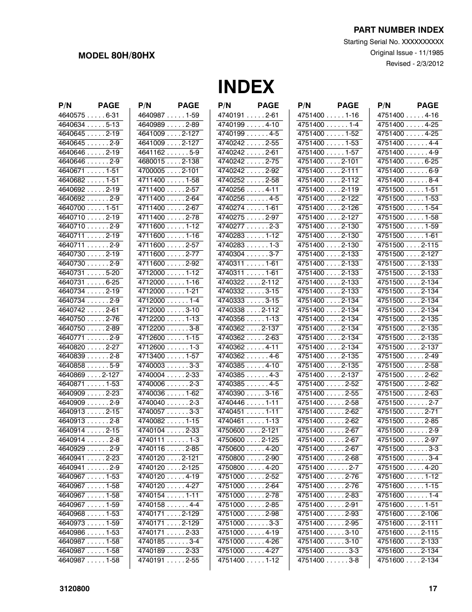 Index | JLG 80HX_HX+6 Parts Manual User Manual | Page 379 / 388