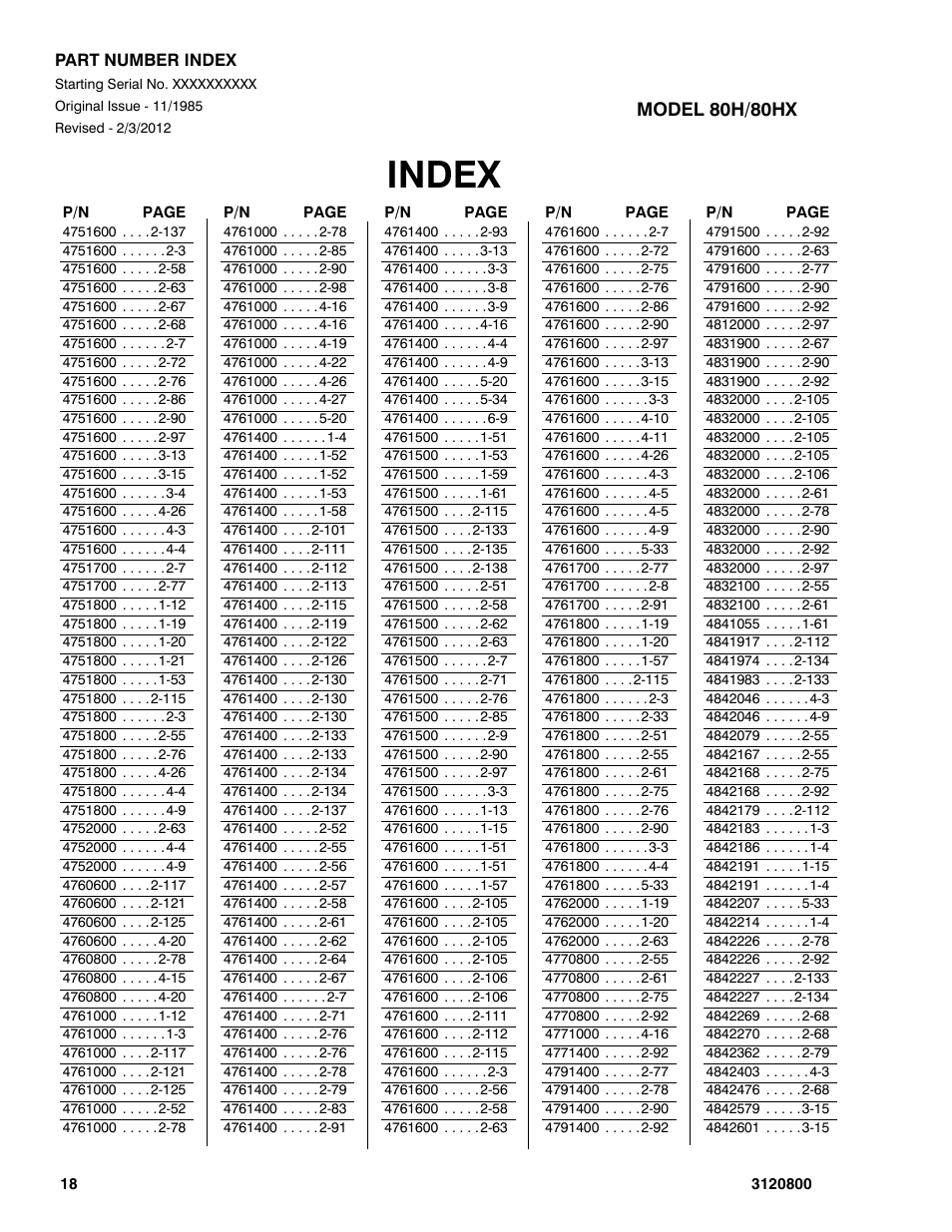 Index | JLG 80HX_HX+6 Parts Manual User Manual | Page 380 / 388